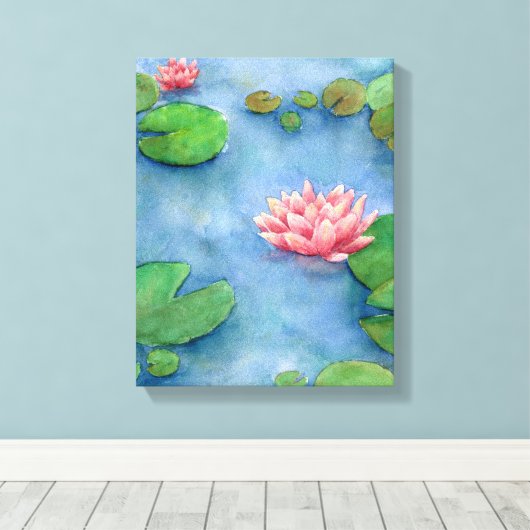 Lotus flower watercolor painting canvas leinwanddruck (Insitu (Holzboden))