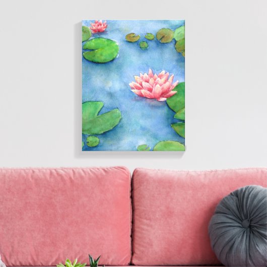 Lotus flower watercolor painting canvas leinwanddruck (Insitu (Wohnzimmer))