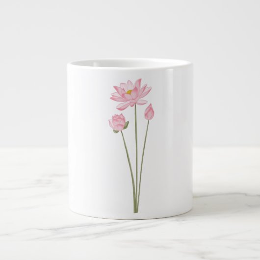 Lotus Flowers Botanical Illustration Coffee Mug Jumbo-Tasse (Vorderseite)
