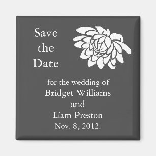 Lotus Flowers Save the Date Magnet (gray)