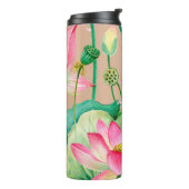 lotus flowers seamless pattern. watercolor botanic thermosbecher (Nach links gedreht)