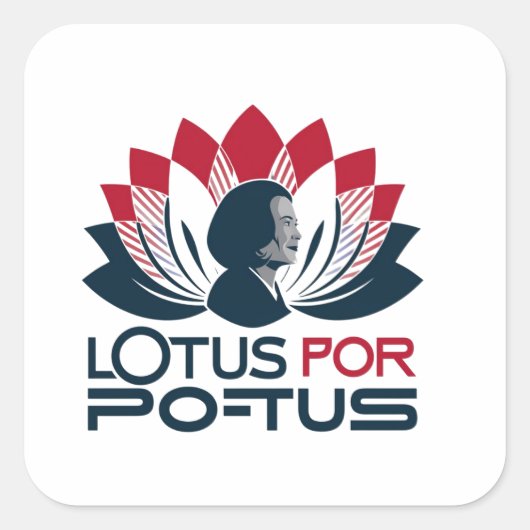 Lotus for POTUS Kamala Harris 2024 Quadratischer Aufkleber (Vorderseite)