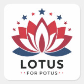 Lotus for POTUS Kamala Harris 2024 Quadratischer Aufkleber (Vorderseite)