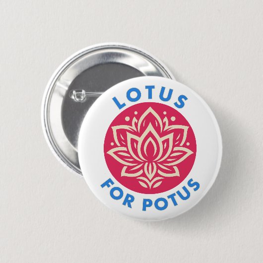 Lotus for Potus Kamala Harris for President Floral Button (Vorne & Hinten)