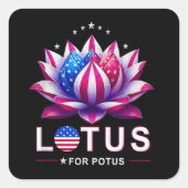 Lotus for Potus Kamala Harris Trendy Lotus Potus Quadratischer Aufkleber (Vorderseite)