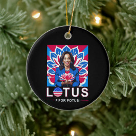 Lotus For Potus USA Election Kamala Harris 2024 Keramik Ornament