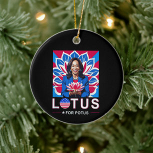 Lotus For Potus USA Election Kamala Harris 2024 Keramik Ornament
