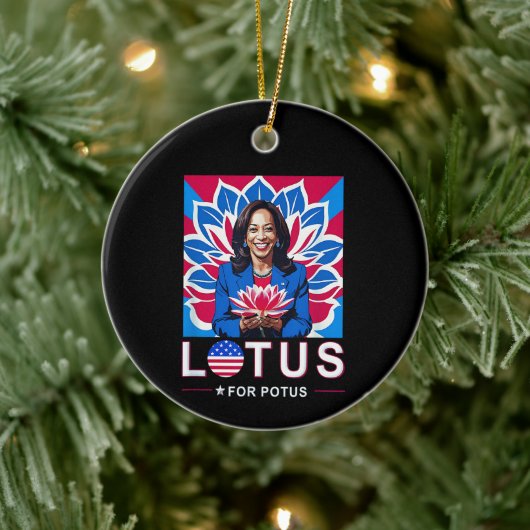 Lotus For Potus USA Election Kamala Harris 2024 Keramik Ornament (Baum)