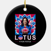 Lotus For Potus USA Election Kamala Harris 2024 Keramik Ornament (Hinten)