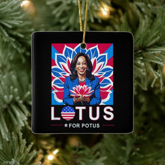 Lotus For Potus USA Election Kamala Harris 2024 Keramikornament (Baum)
