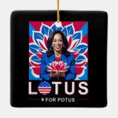 Lotus For Potus USA Election Kamala Harris 2024 Keramikornament (Rückseite)