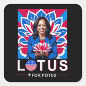 Lotus For Potus USA Election Kamala Harris 2024 Quadratischer Aufkleber (Vorderseite)