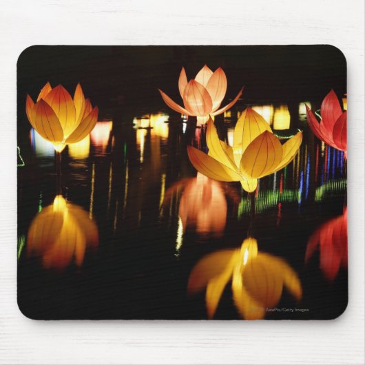 Lotus formte Laternen für mittleres Herbstfestival Mousepad (Vorne)