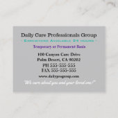 Lotus Friendly Beruflich Caregier Visitenkarte (Rückseite)