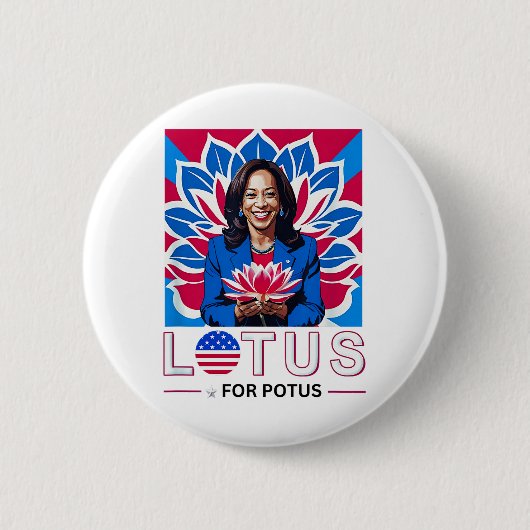 Lotus für Potus Kamala Harris Präsidentschaftskamp Button (Vorderseite)