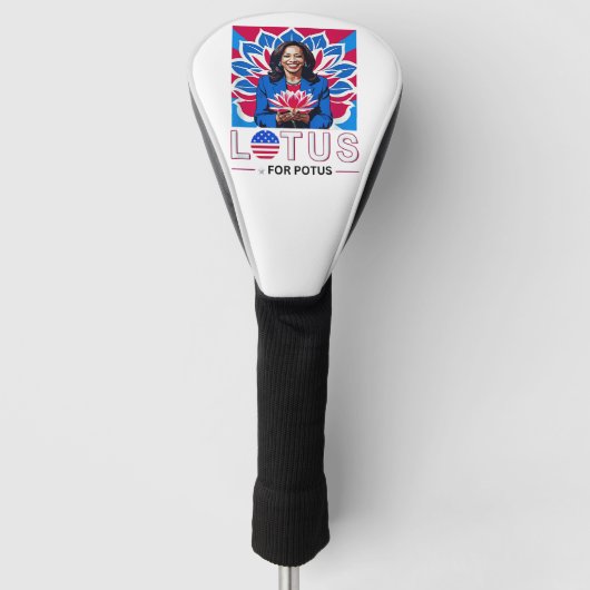 Lotus für Potus Kamala Harris Präsidentschaftskamp Golf Headcover (Vorderseite)