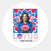 Lotus für Potus Kamala Harris Präsidentschaftskamp Runder Aufkleber (Vorderseite)