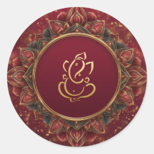 Lotus Ganesh Hochzeit   Indische Hochzeit Runder Aufkleber