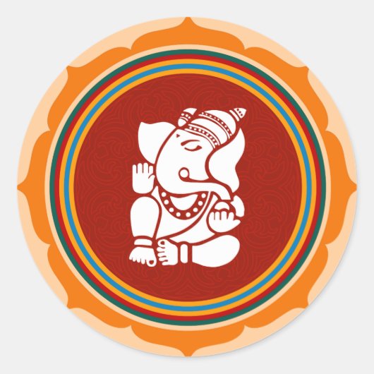 Lotus Ganesha Design Runder Aufkleber (Vorderseite)