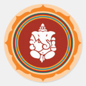 Lotus Ganesha Design Runder Aufkleber (Vorderseite)