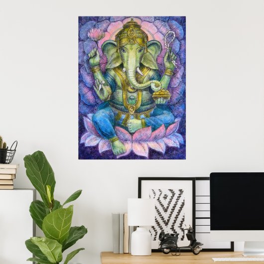 Lotus Ganesha Hindu Art Poster (Heimbüro)