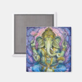 Lotus Ganesha Square Magnet (Vorderseite/Rückseite)