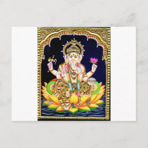 LOTUS GANESHA TANJORE MALEREI POSTKARTE