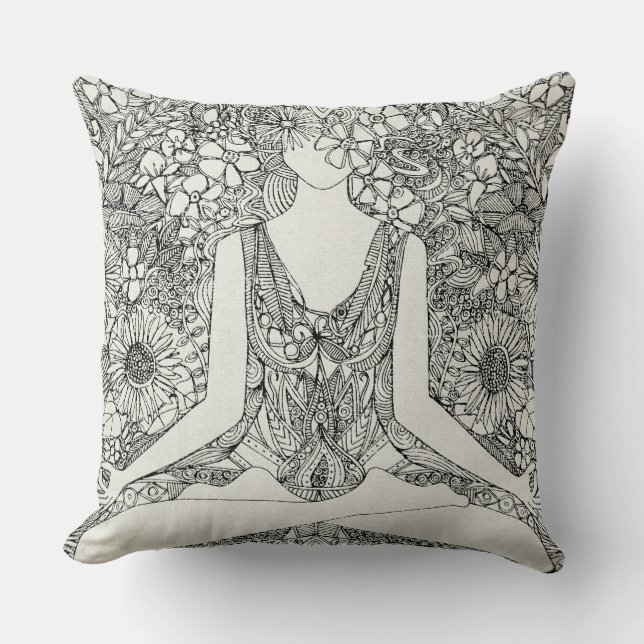 Lotus-Garten Vintager Yoga Kissen (Vorderseite)