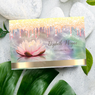 Lotus Gold Drips, Holografische Pearl Yoga Visitenkarte