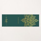 Lotus Gold Mandala Monogram Elegant Emerald Yogamatte (Vorderseite (Horizontal))