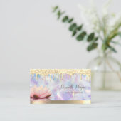Lotus Gold Tropfen, Cooler Holografischer Yoga Visitenkarte (Stehend Vorderseite)