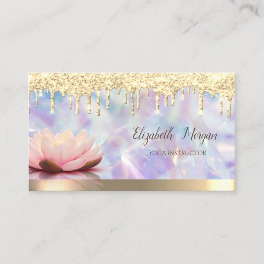 Lotus Gold Tropfen, Cooler Holografischer Yoga Visitenkarte (Vorderseite)