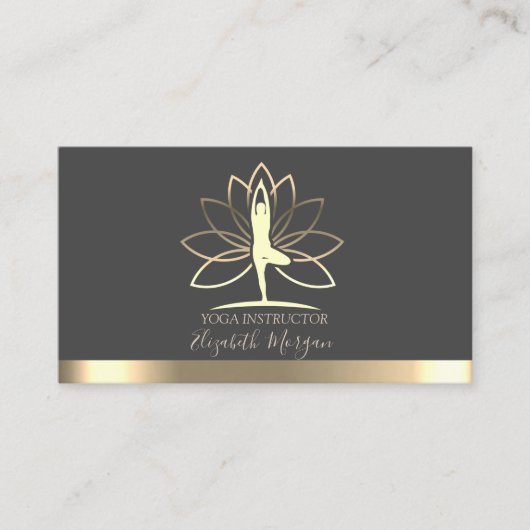 Lotus, Gold Women Silhouette, Yoga Instructor Visitenkarte (Vorderseite)