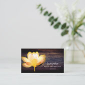 Lotus Gold Yoga Instructor Meditation Zen Wood Visitenkarte (Stehend Vorderseite)
