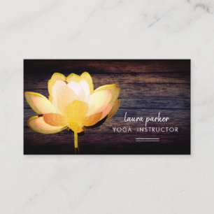 Lotus Gold Yoga Instructor Meditation Zen Wood Visitenkarte