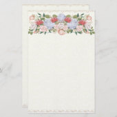 Lotus, Hydrangea und Rose Floral Hedge Stationieru Briefpapier (Vorne/Hinten)