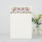 Lotus, Hydrangea und Rose Floral Hedge Stationieru Briefpapier (Stehend Vorderseite)