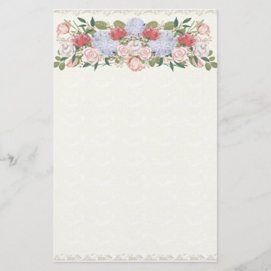 Lotus, Hydrangea und Rose Floral Hedge Stationieru Briefpapier (Vorderseite)