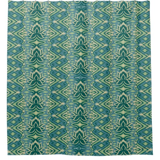Lotus Ikat Muster - Der weiße Lotus Duschvorhang (Vorderseite)
