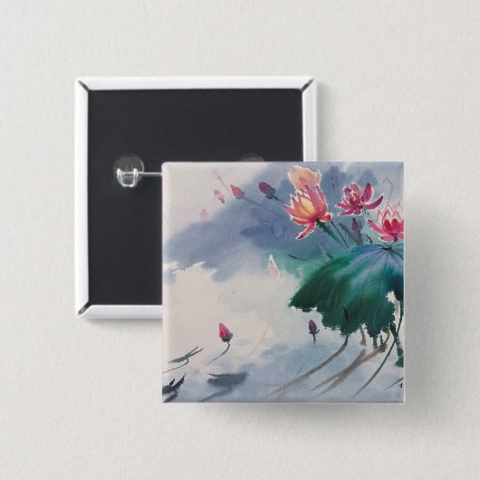 Lotus im Teich Button (Vorne & Hinten)