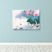 Lotus im Teich Leinwanddruck (Insitu (Holzboden))