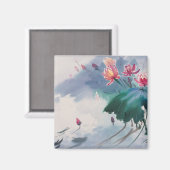 Lotus im Teich Magnet (Vorderseite/Rückseite)