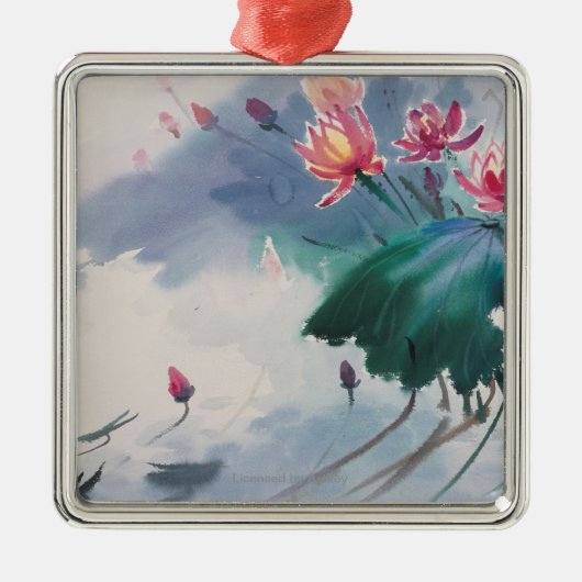 Lotus im Teich Ornament Aus Metall (Vorne)