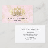 Lotus Imitate Goldfolie auf rosa Marmor Visitenkarte (Vorne/Hinten)