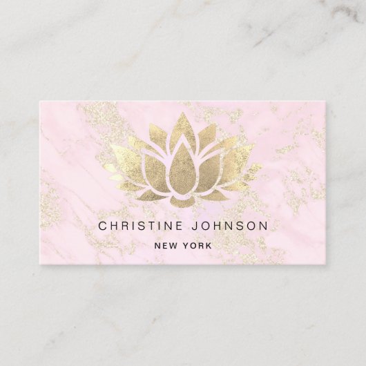 Lotus Imitate Goldfolie auf rosa Marmor Visitenkarte (Vorderseite)