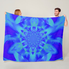 Lotus in Blue Satin Fleece Blanket