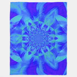 Lotus in Blue Satin Fleece Blanket