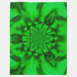 Lotus in Green Satin Fleece Blanket