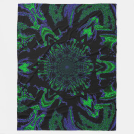 Lotus in Green und Blue Satin Fleece Blanket
