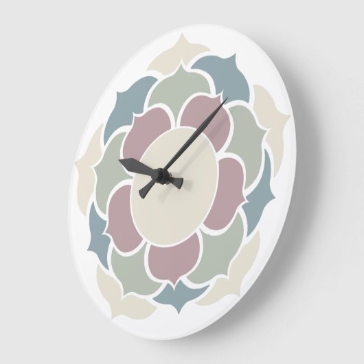 Lotus in Pastell Große Wanduhr (Winkel)